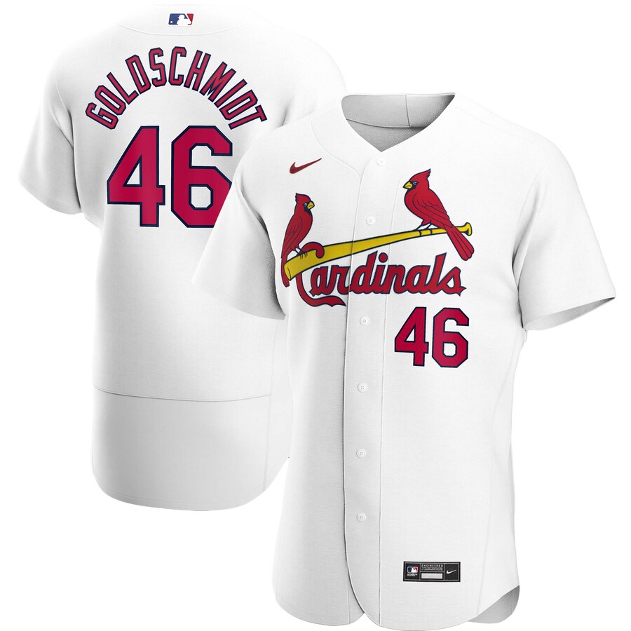 St. Louis Cardinals 46 Paul Goldschmidt Men Nike White Home 2020 Authentic Player MLB Jersey